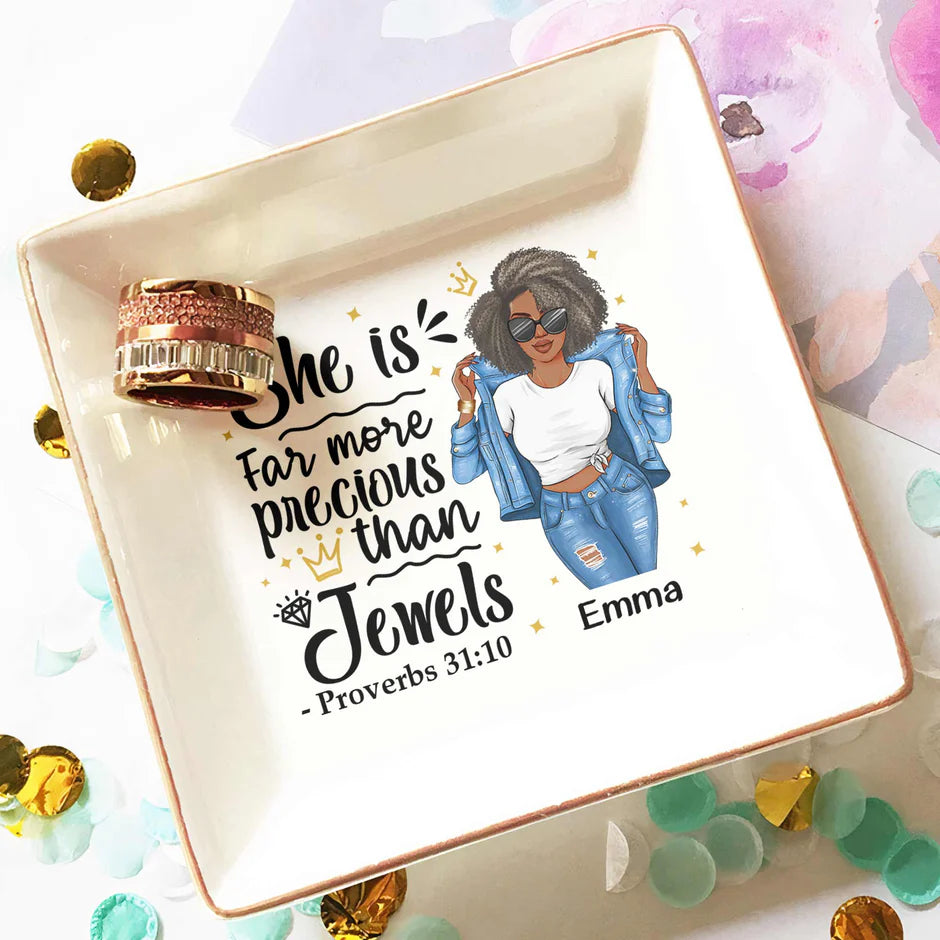 She Is Far More Precious Than Jewels - Personalized Jewelry Dish-Levistina