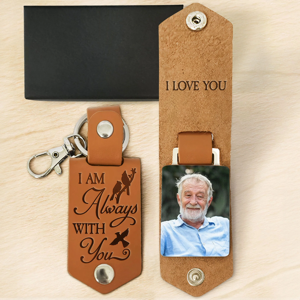 I Am Always With You - Personalized Leather Photo Keychain - Levistina