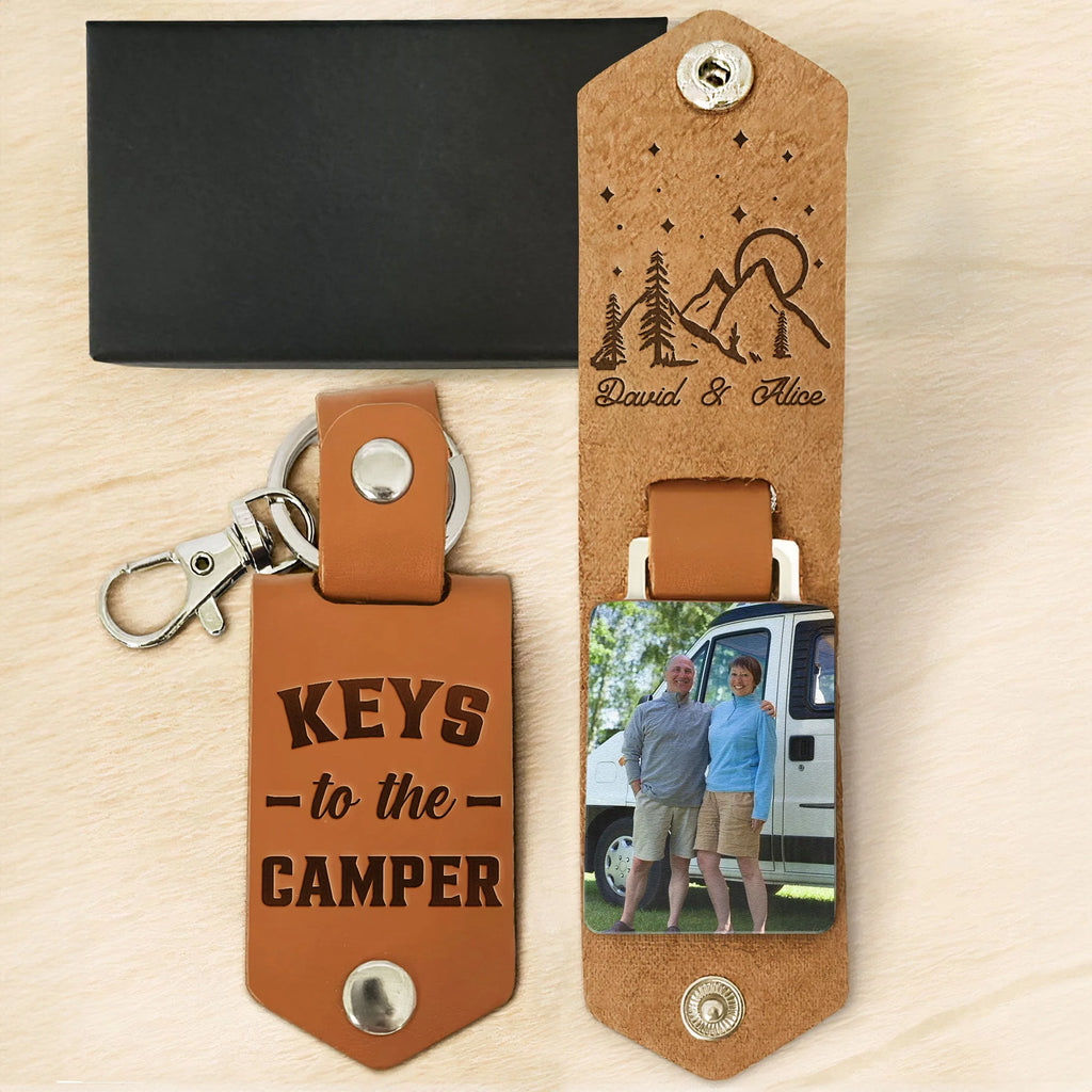 Keys To The Camper - Personalized Leather Photo Keychain - Levistina