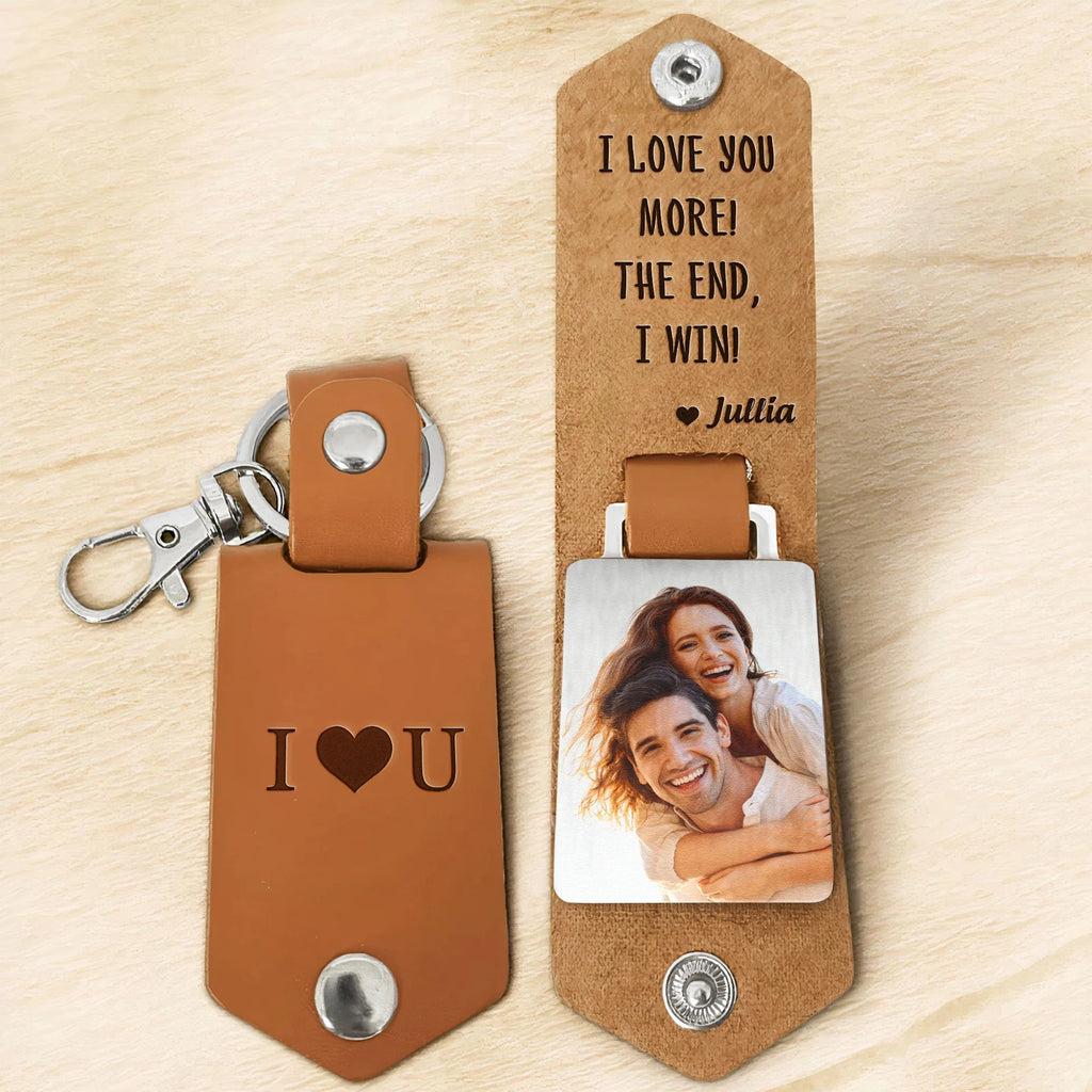 I Love You More! - Personalized Leather Photo Keychain - Birthday Gifts For Men, Husband, Him - Levistina