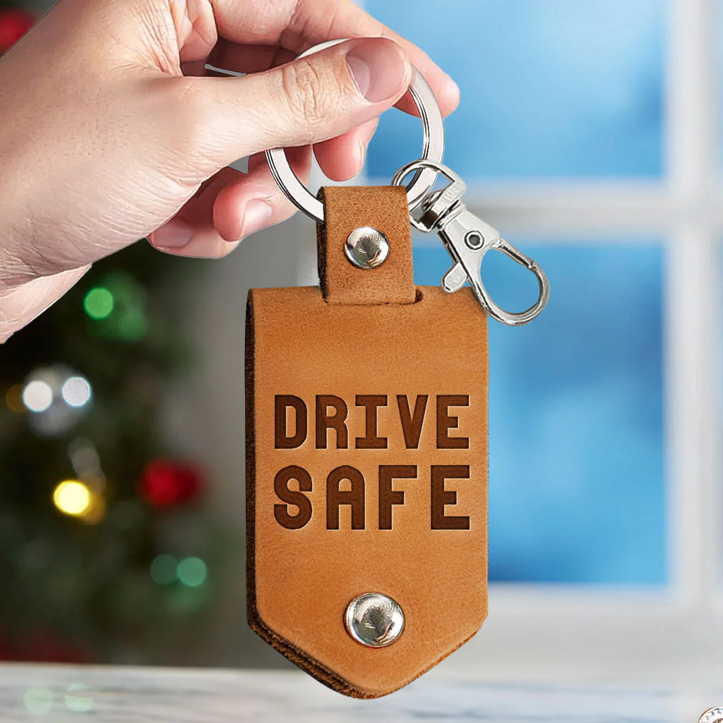 Drive Safe - Personalized Leather Photo Keychain - Birthday Gifts For Men, Husband, Him - Levistina
