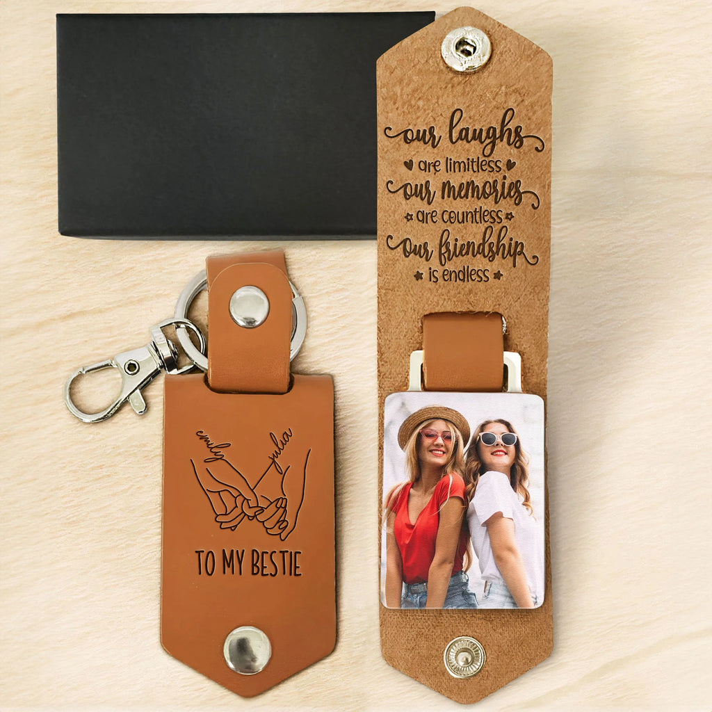 I'd Shank A Bitch For You, Right In The Kidney Friendship - Personalized Leather Photo Keychain - Levistina