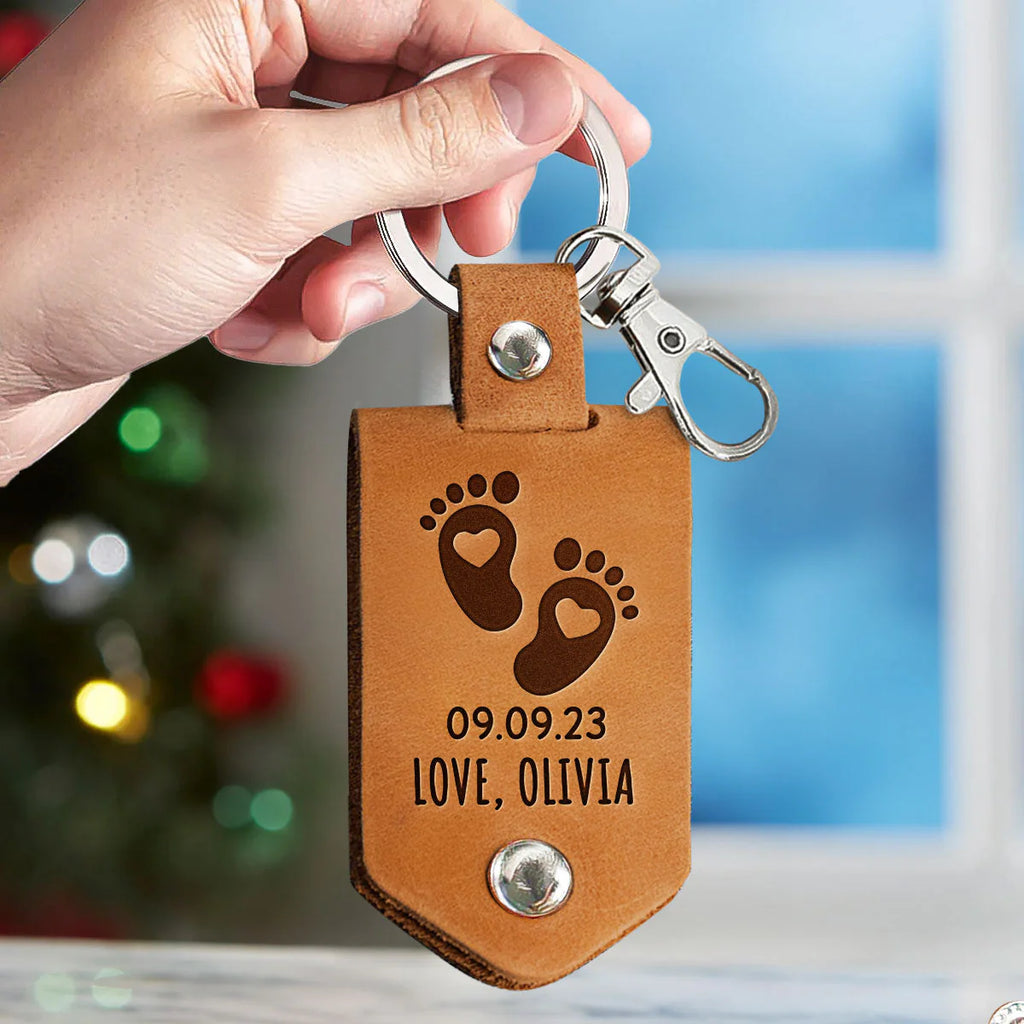 The Stars The Night You Became My Daddy - Personalized Leather Photo Keychain - Levistina