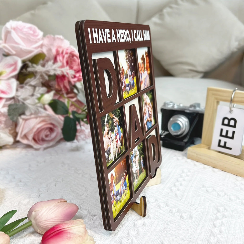 I Have A Hero, I Call Him Dad - Personalized Wooden Photo Plaque - Levistina