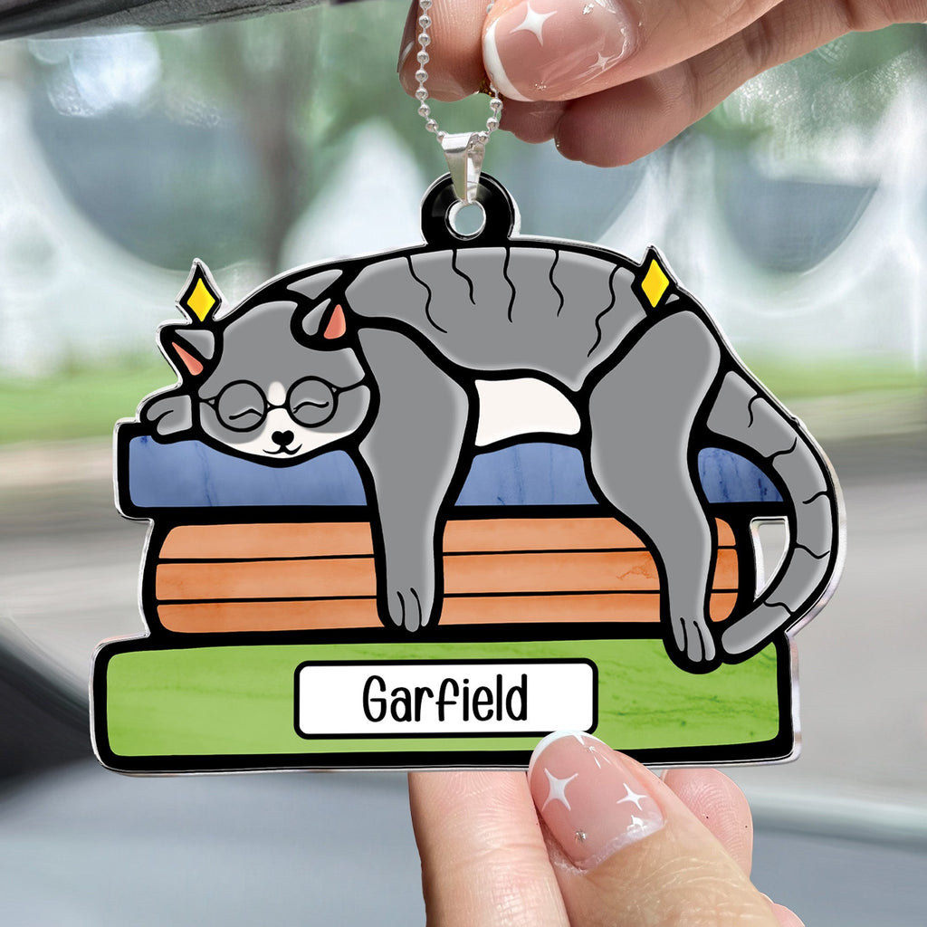Cat On The Books - Personalized Car Ornament-Levistina
