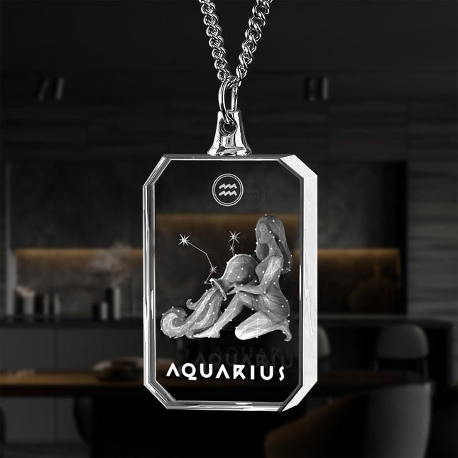 3D Necklace Rectangle for Aquarius