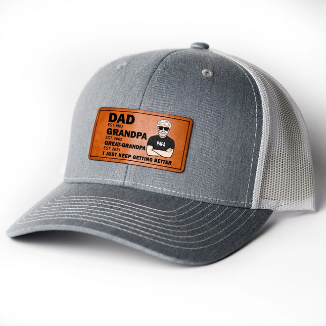 Grandpa Just Getting Better - Personalized Leather Patch Hat