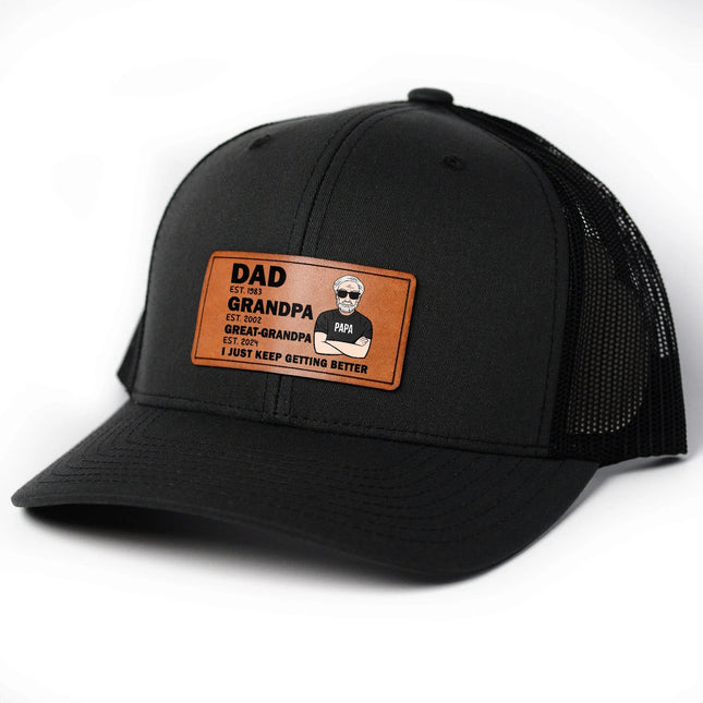 Grandpa Just Getting Better - Personalized Leather Patch Hat