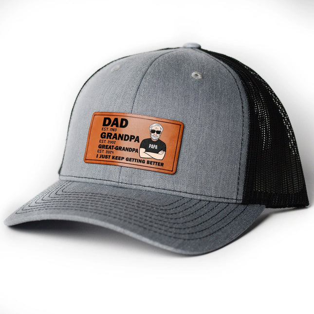 Grandpa Just Getting Better - Personalized Leather Patch Hat