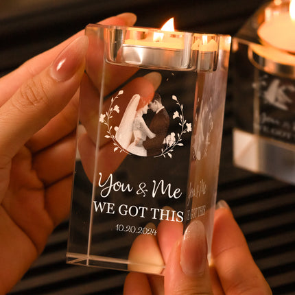 You & Me We Got This - Personalized 3D Photo Crystal Candle Holder