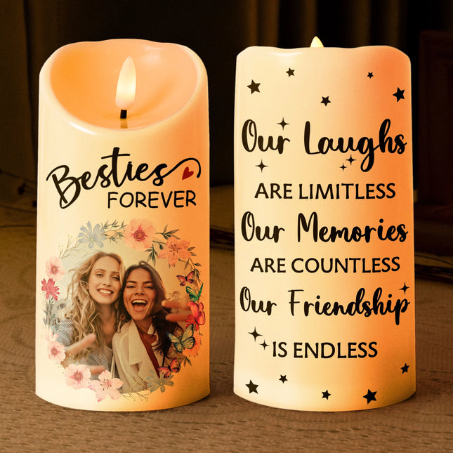 Photo Candle Friends Our Laughs Are Limitless - Personalized Photo LED Candle