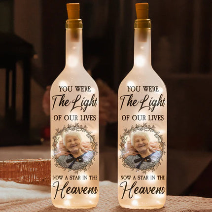 Memorial Light Shines In Loving Memory Of Those - Personalized Photo Bottle Lamp