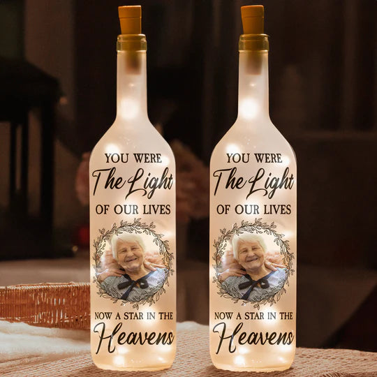 Memorial Light Shines In Loving Memory Of Those - Personalized Photo Bottle Lamp