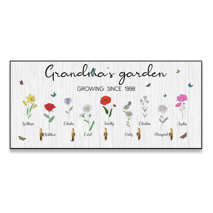 Grandma's Garden Grow With Love - Personalized Key Hanger