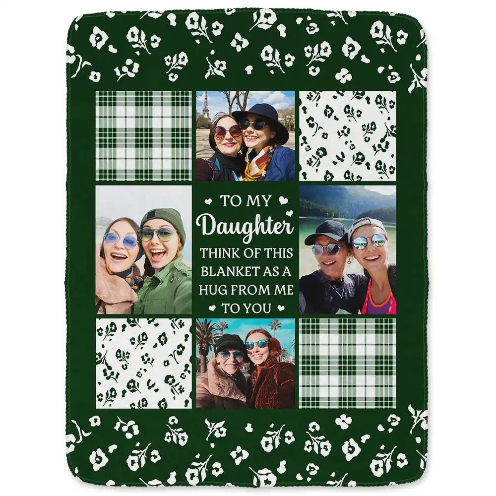 Custom Photo To My Mom Think Of This As A Hug From Me To You - Personalized Fleece Blanket, Sherpa Blanket - Levistina