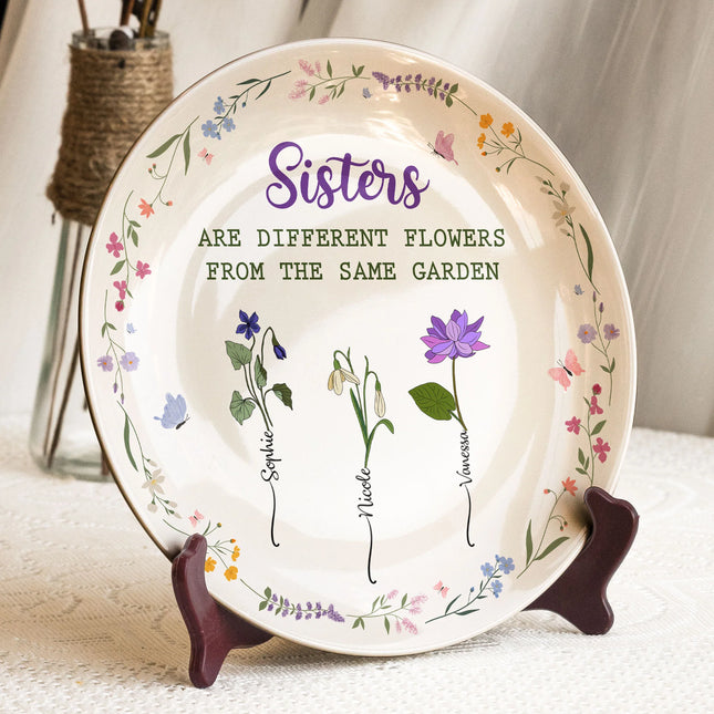 Grandma's Garden Custom Birth Flowers - Personalized Ceramic Plate