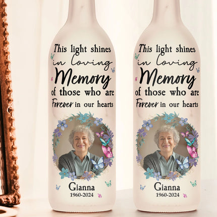 Memorial Light Shines In Loving Memory Of Those - Personalized Photo Bottle Lamp