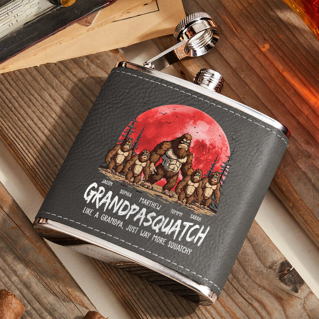 Grandpasquatch & Dadsquatch - Personalized Leather Flask