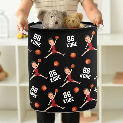 Custom Face Basketball Lovers - Personalized Photo Laundry Storage Basket