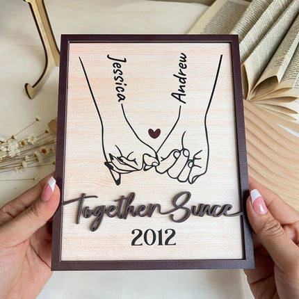 Holding Hand Forever - Personalized Wooden Plaque