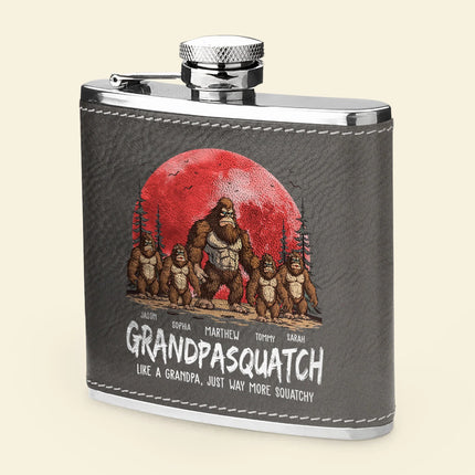 Grandpasquatch & Dadsquatch - Personalized Leather Flask