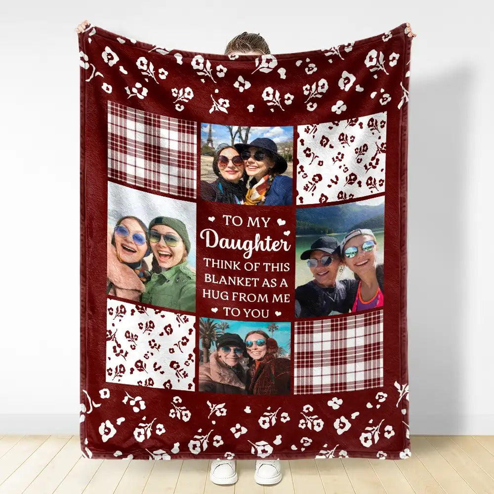 Custom Photo To My Mom Think Of This As A Hug From Me To You - Personalized Fleece Blanket, Sherpa Blanket - Levistina