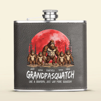 Grandpasquatch & Dadsquatch - Personalized Leather Flask