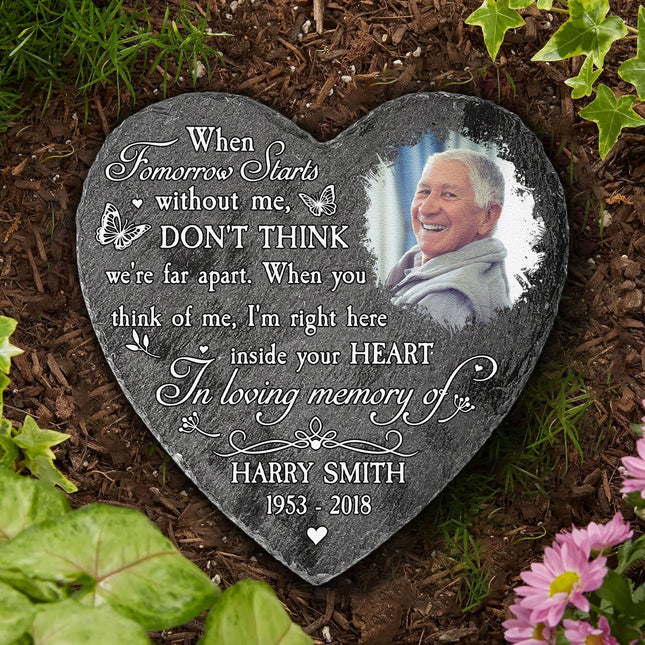 Right Here Inside Your Heart - Personalized Photo Garden Stone