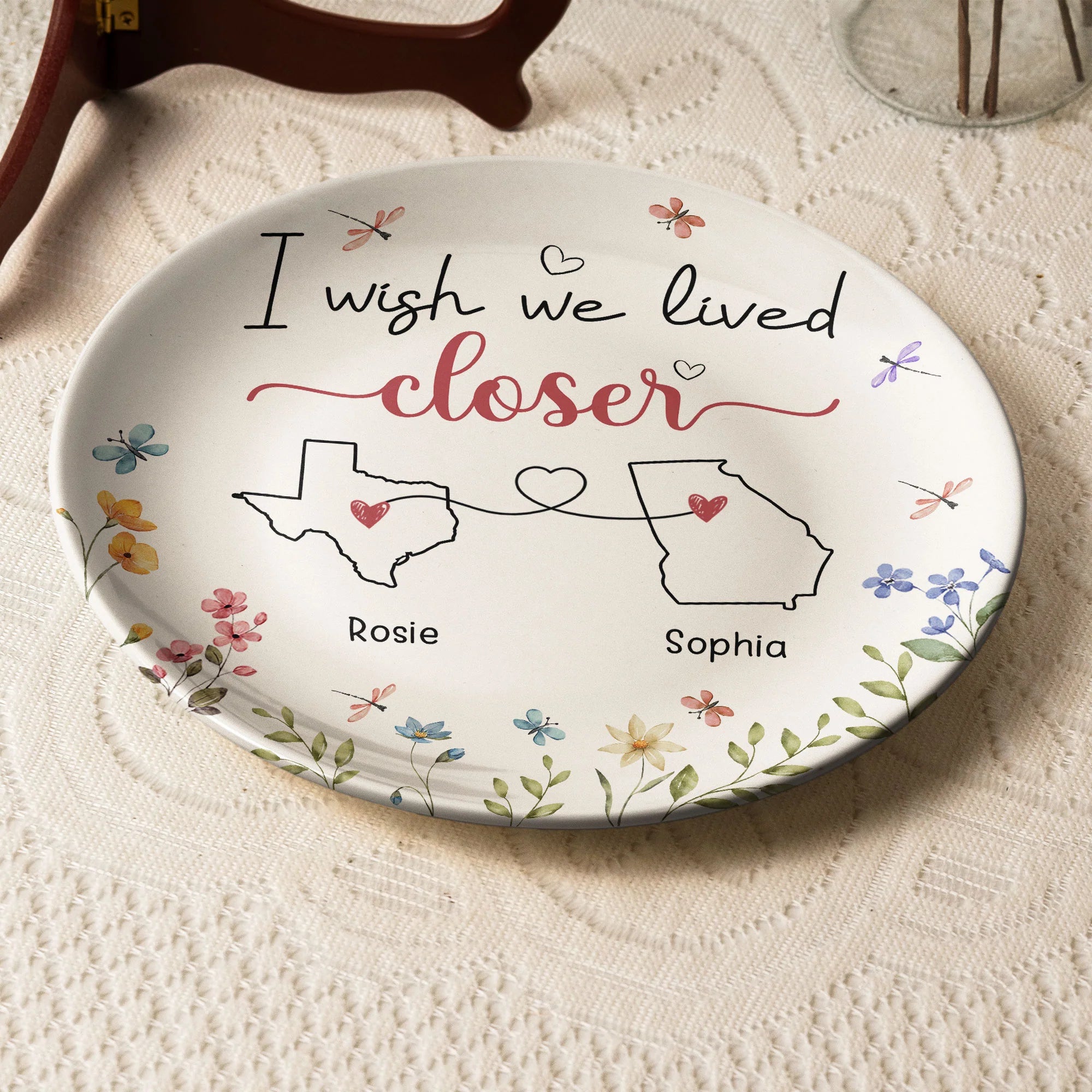 I Wish We Lived Closer Long Distance Relationship Gift - Personalized Ceramic Plate