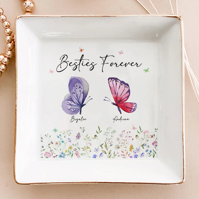 Butterfly Besties Forever - Personalized Jewelry Dish