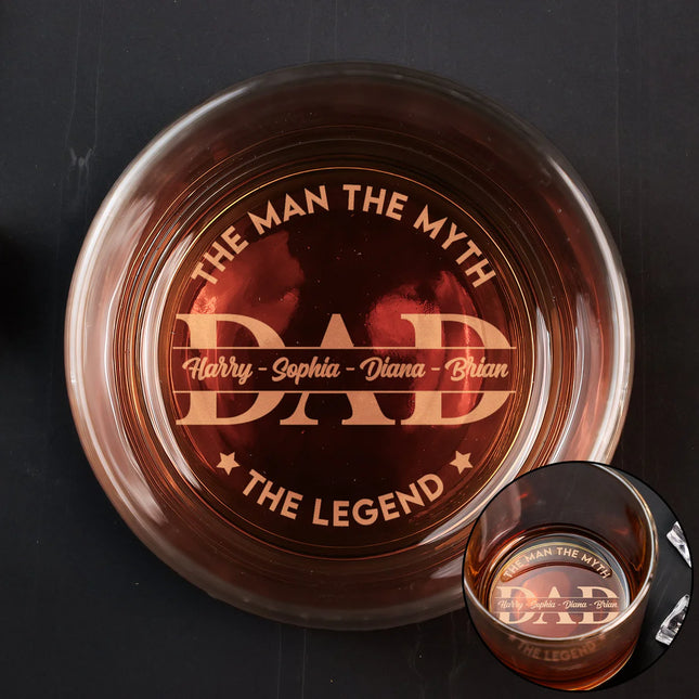 Dad The Man The Myth The Legend - Personalized Engraved Whiskey Glass