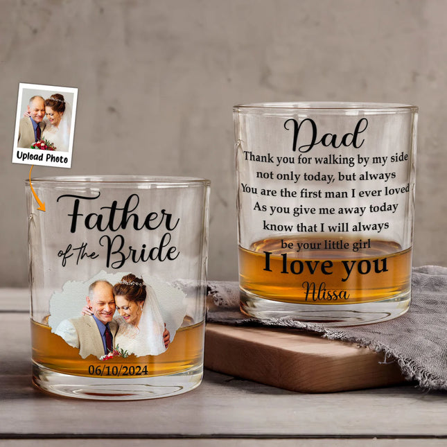 Wedding Gift For Father Of The Bride - Personalized Photo Whiskey Glass