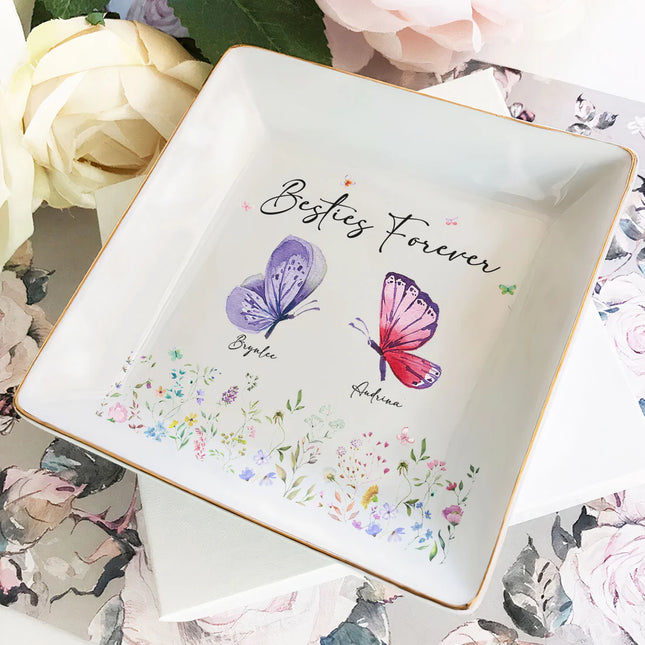 Butterfly Besties Forever - Personalized Jewelry Dish