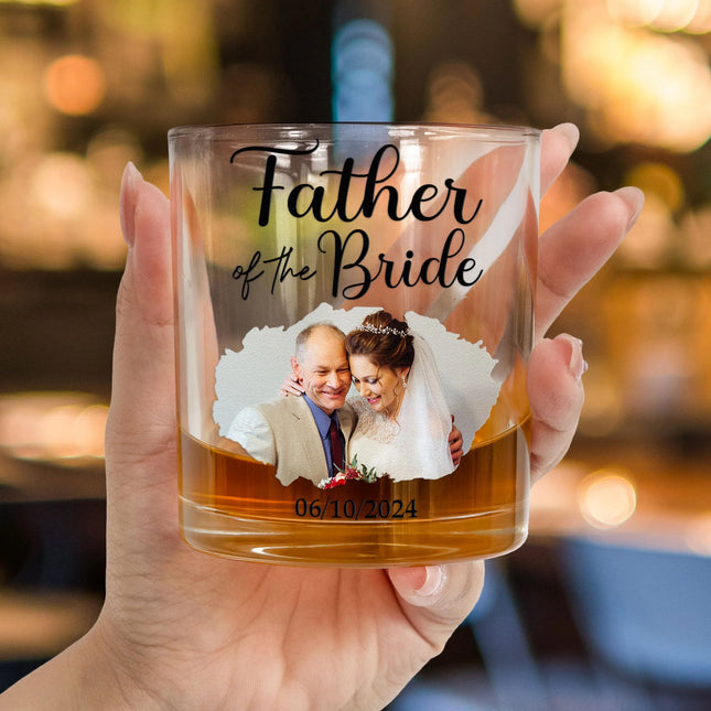 Wedding Gift For Father Of The Bride - Personalized Photo Whiskey Glass