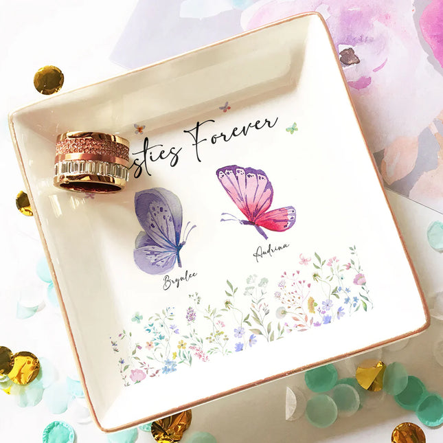 Butterfly Besties Forever - Personalized Jewelry Dish