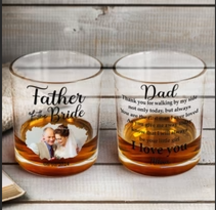 Wedding Gift For Father Of The Bride - Personalized Photo Whiskey Glass