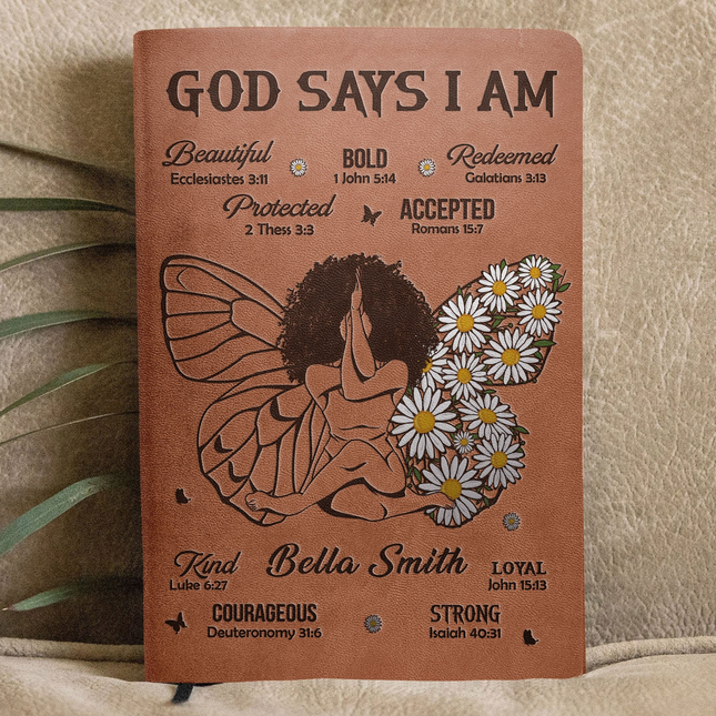 God Says That I Am - Personalized Leather Journal