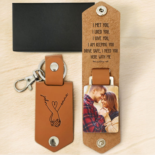 I Love You, I Am Keeping You - Personalized Leather Photo Keychain